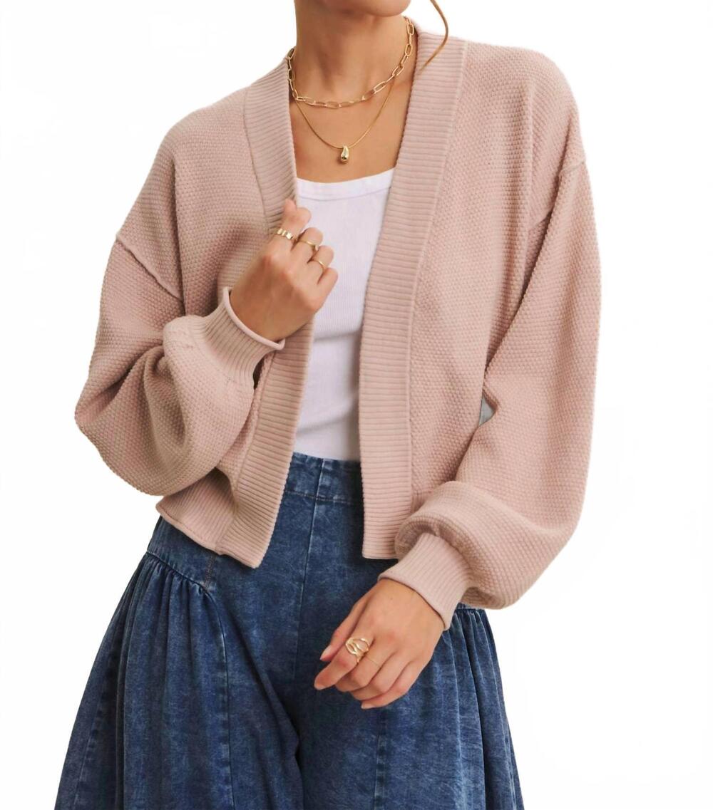NEW IN FEBRUARY timeless layering waffle sweater cardigan in rose blush